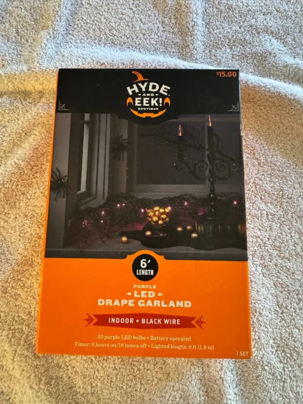 Hyde And Eek Indoor LED Lights 6' Halloween Drape Garland with 20 Purple Lights